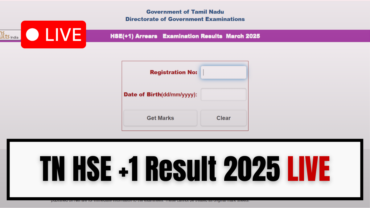 TN HSE +1 Result 2025 LIVE Updates.