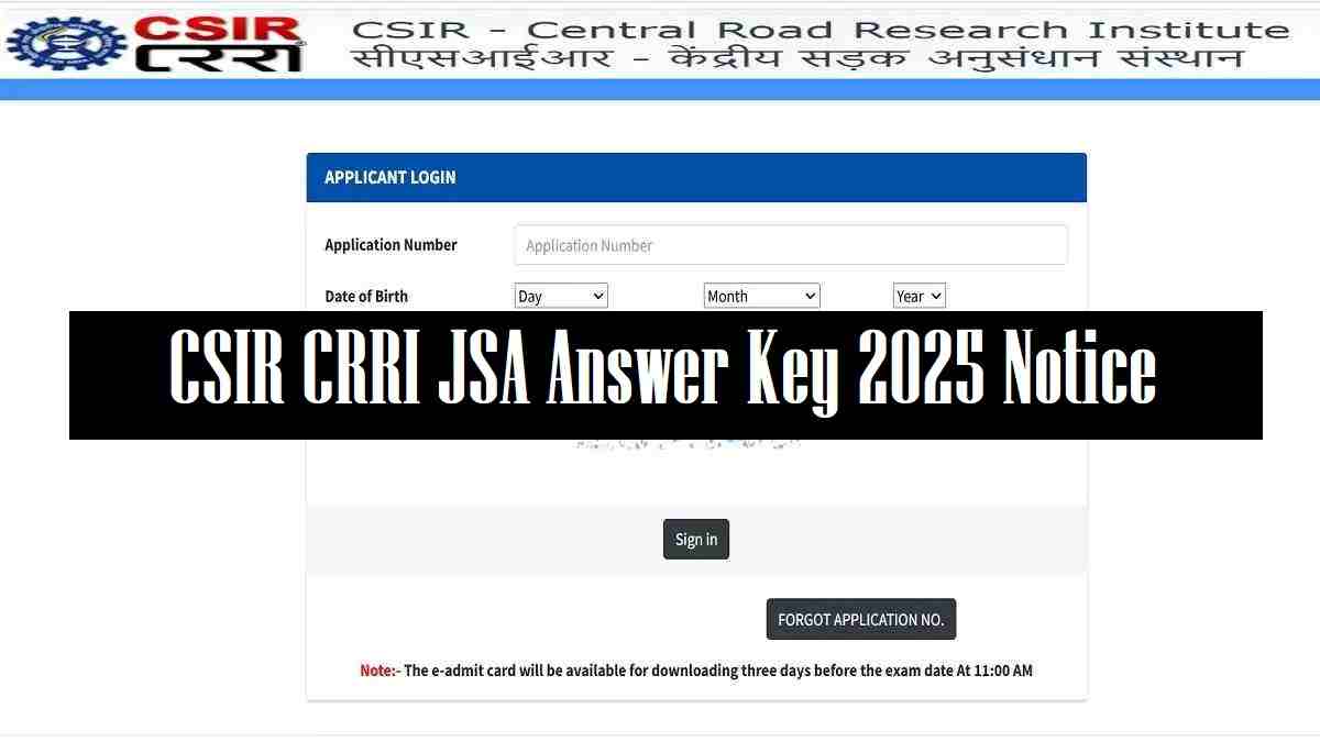 CSIR Junior Secretariat Assistant Answer Key 2025 OUT at crridom.gov.in, Raise Objection Begins from May 21, Check link