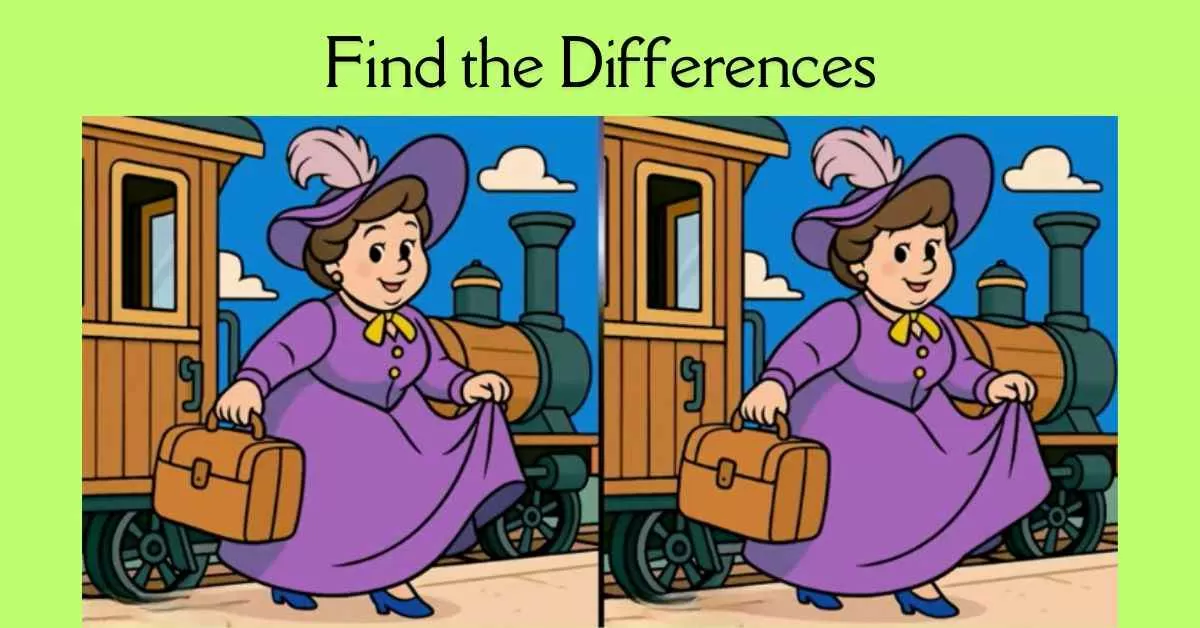 Spot the 3 Differences in Lady Travelling From Train 