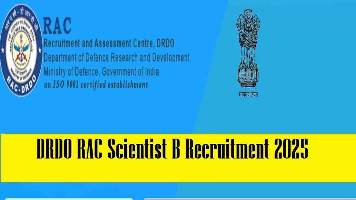 DRDO RAC Scientist B Recruitment 2025 Notification