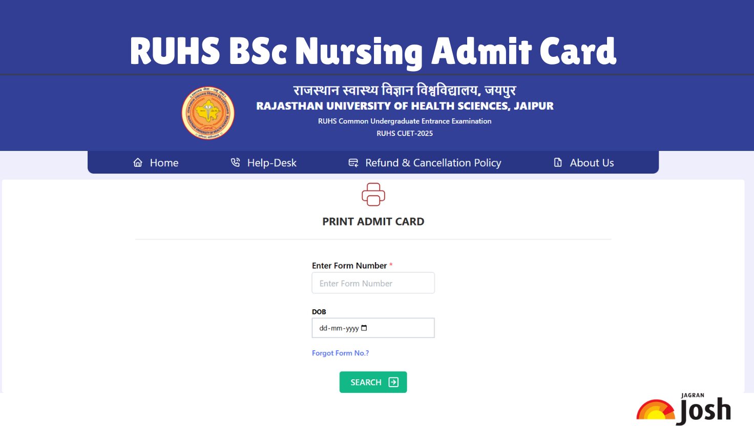 RUHS CUET Admit Card 2025 OUT at ruhsraj.org, Download RUHS B.Sc Nursing Hall Ticket Direct Link Here
