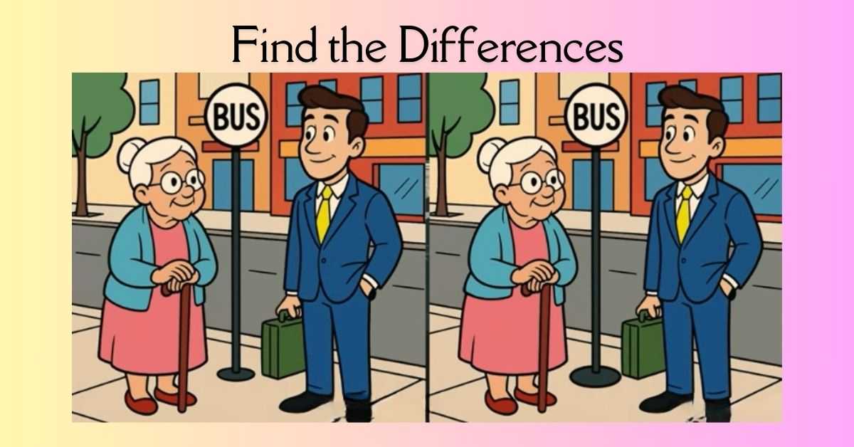 Spot the 3 Differences in People Waiting at Bus Stop Beat the 19-Second Challenge!