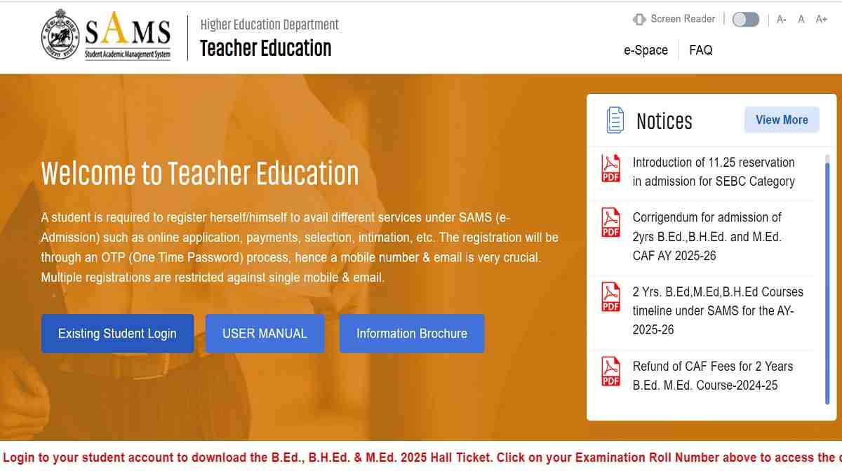 SAMS Odisha B.Ed Admit Card 2025 Released at samsodisha.gov.in, Download SAMS Odisha Hall Ticket Direct Link Here