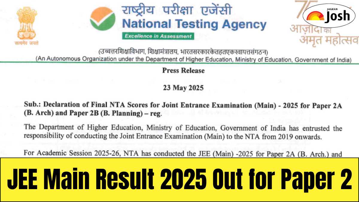 JEE Main Result 2025 Out for Paper 2: Get Direct Link to Download Scorecard Here