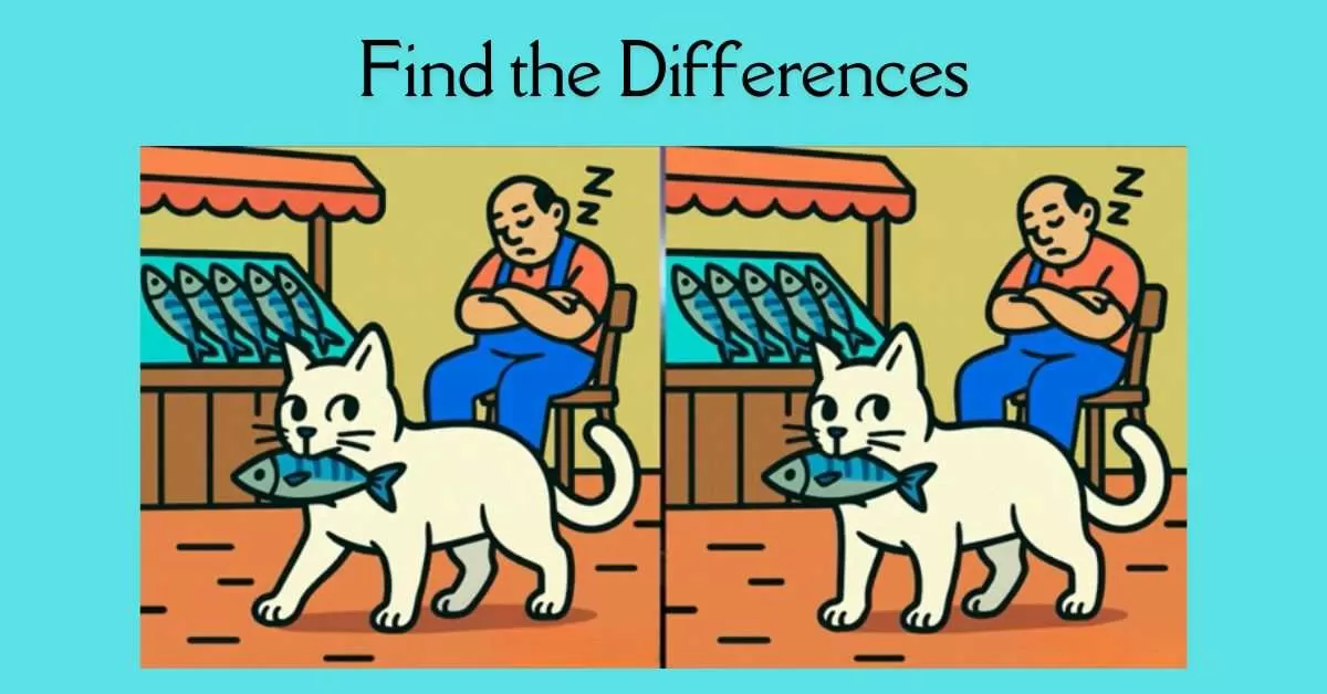 Spot the 3 Differences in Cat Stealing a Fish 