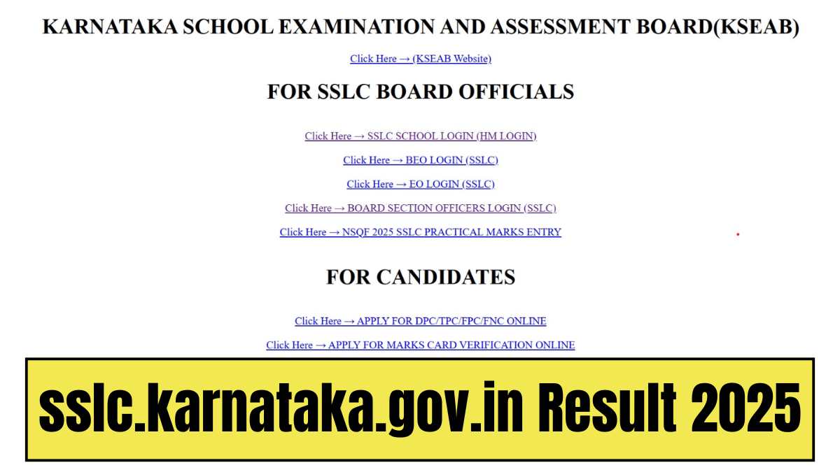  sslc.karnataka.gov.in Result 2025: List of Official LINKS to Check Karnataka 10th Result Online