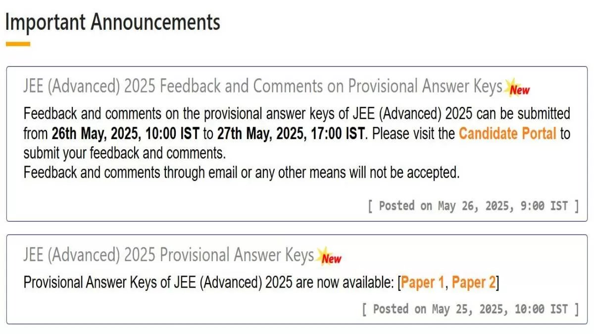 Download JEE Advanced Answer Key 2025 & Check Steps to Raise Objections