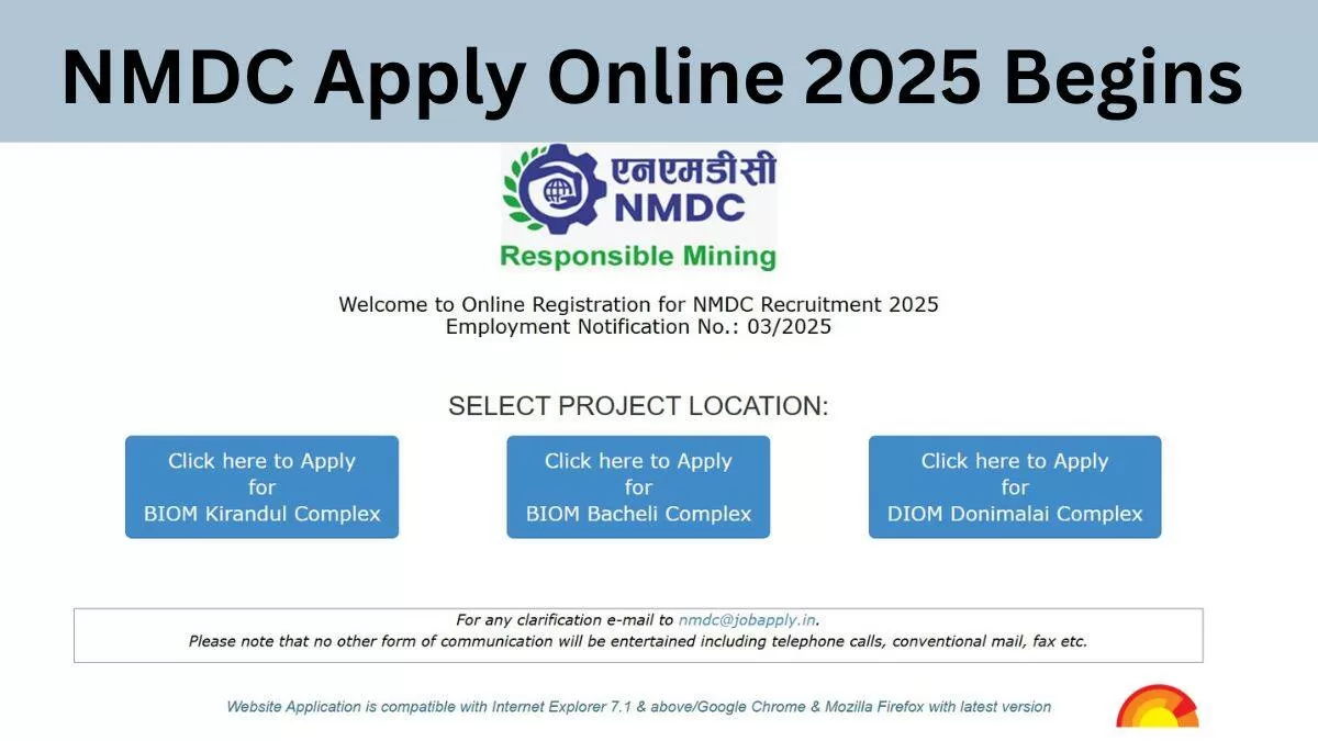 NMDC Recruitment 2025 Apply Online for 153 Posts, Direct Registration Link Here