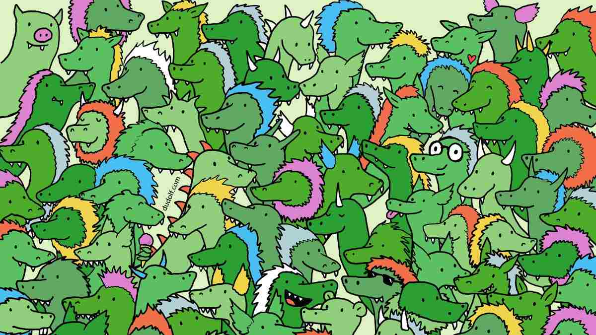 Picture Puzzle IQ Test: Only Visual Geniuses Can Spot Three Hidden Crocodiles Among Dragons In 5 Seconds!