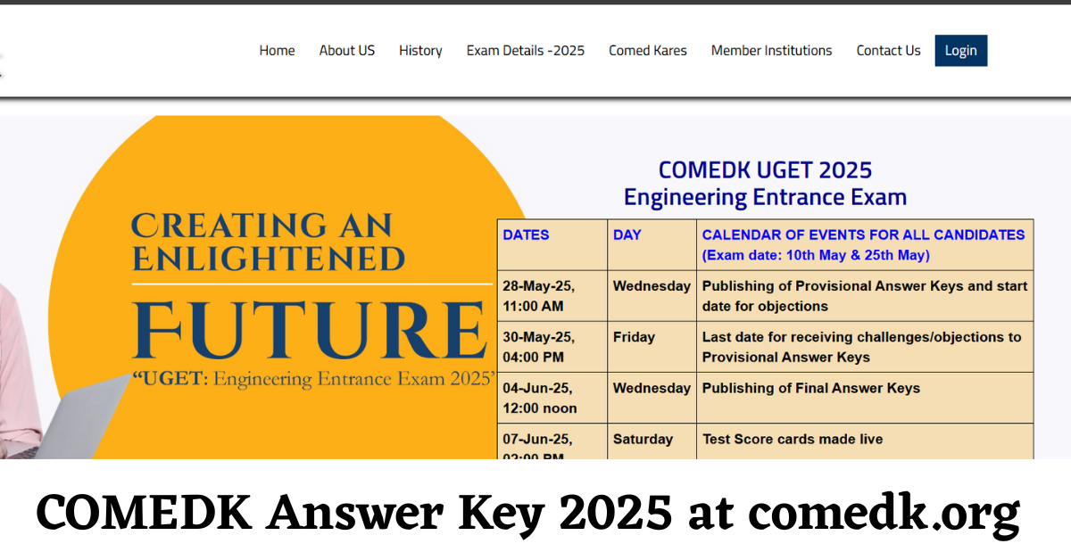 COMEDK Answer Key 2025 Released at comedk.org, Download Response Sheet here