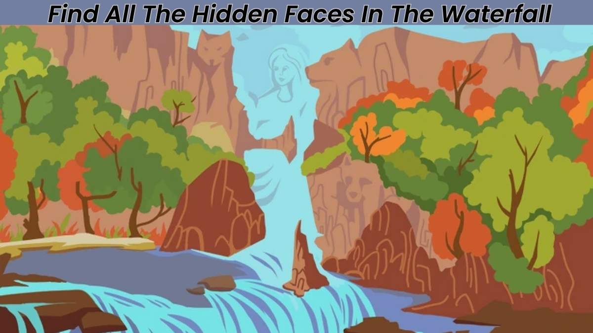 Optical Illusion: If You Think You Have 20/20 Vision, Then Find All The Hidden Faces In The Waterfall