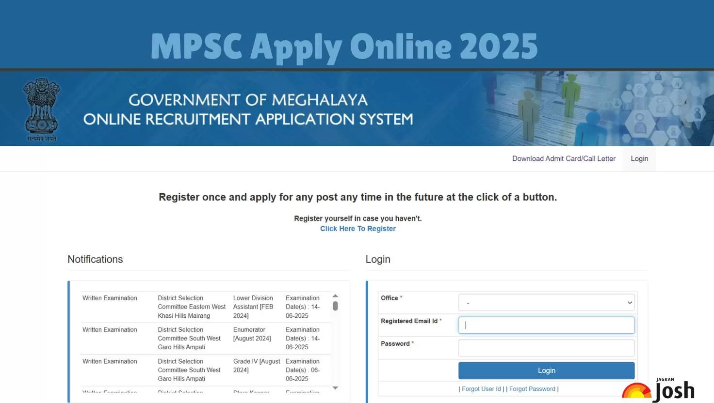 Apply Online for Meghalaya PSC 2025