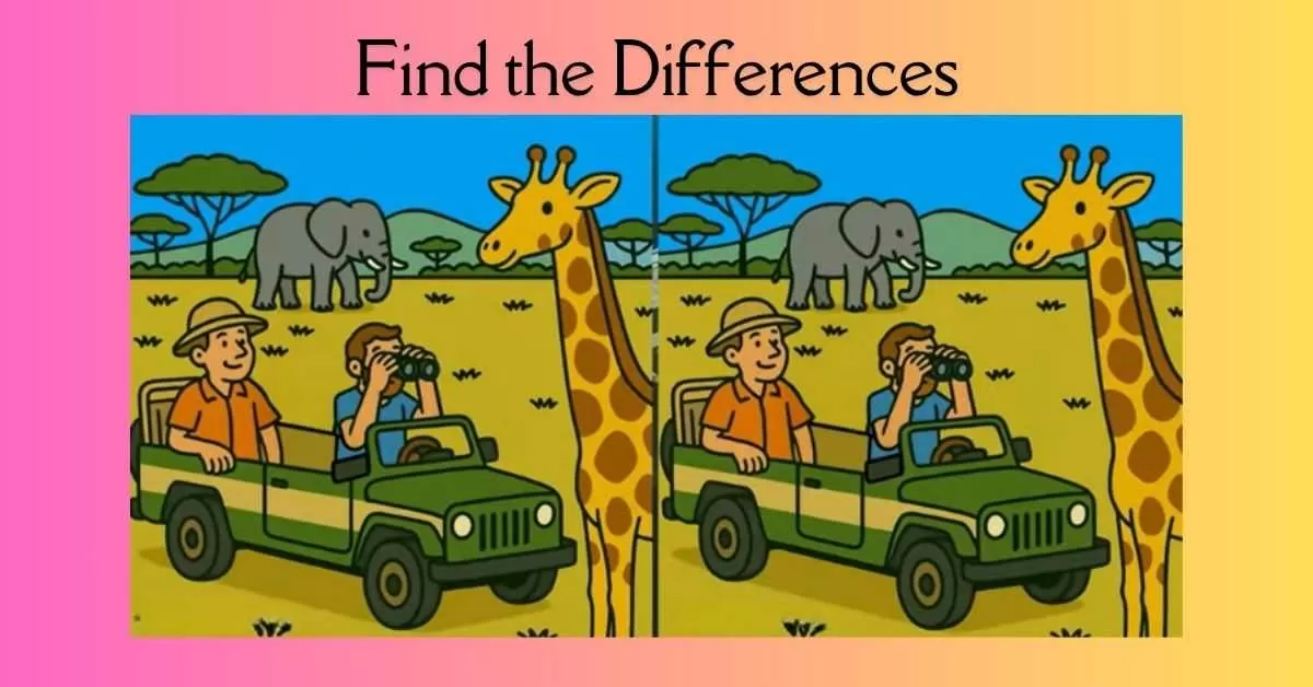 Spot the 3 Differences in People Enjoying Jungle Safari 