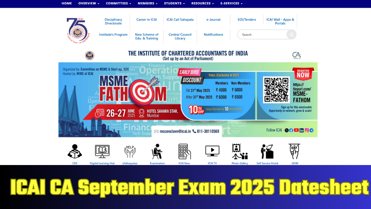 ICAI CA Intermediate 2025 Datesheet