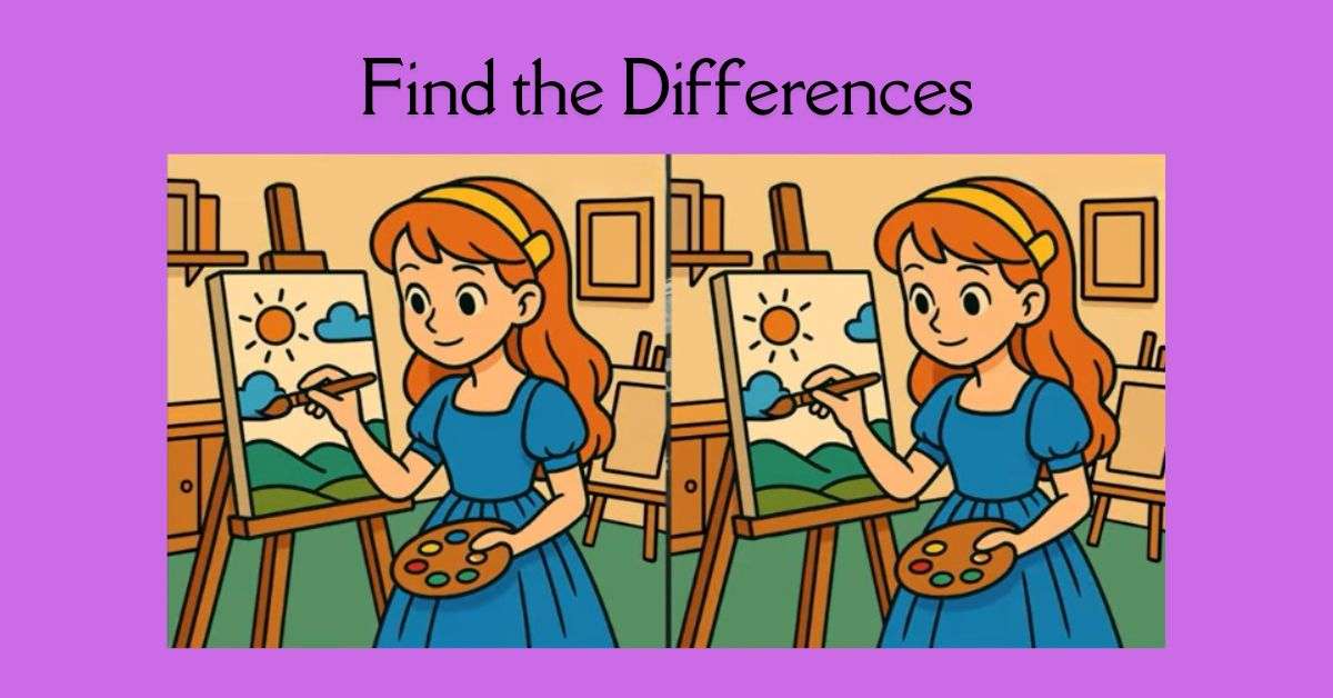 Spot the 3 Differences in Girl Making a Painting Beat the 49-Second Challenge!