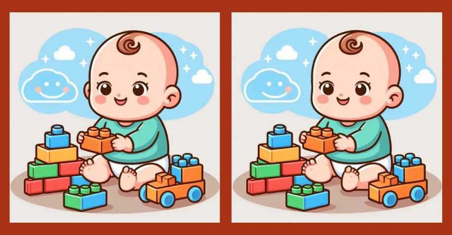 Can You Spot 3 Differences in This Baby-and-Toy Puzzle in Just 19 Seconds?