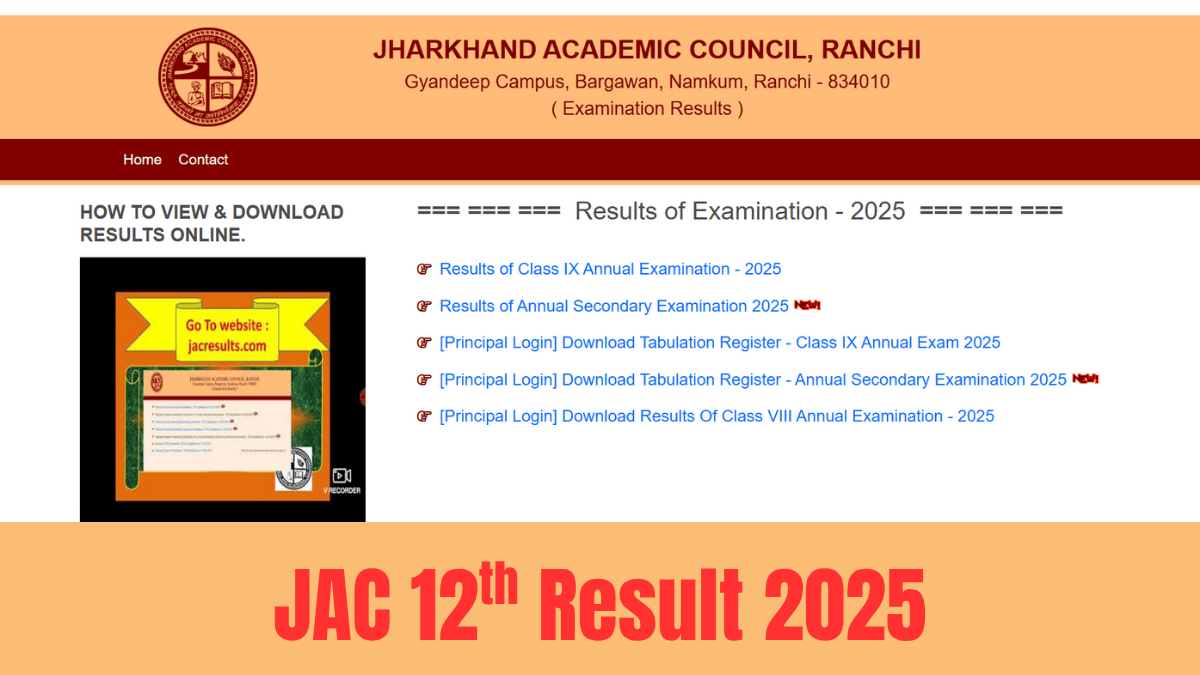 JAC 12th Result 2025: Check Jharkhand Class 12 Science and Commerce Results Online at jac.jharkhand.gov.in