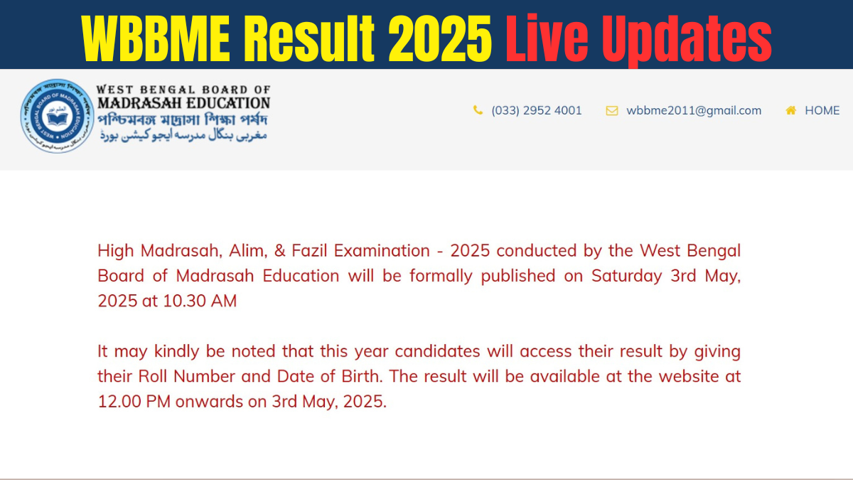 WBBME Madrasah Board Madhyamik Result 2025 Live Updates