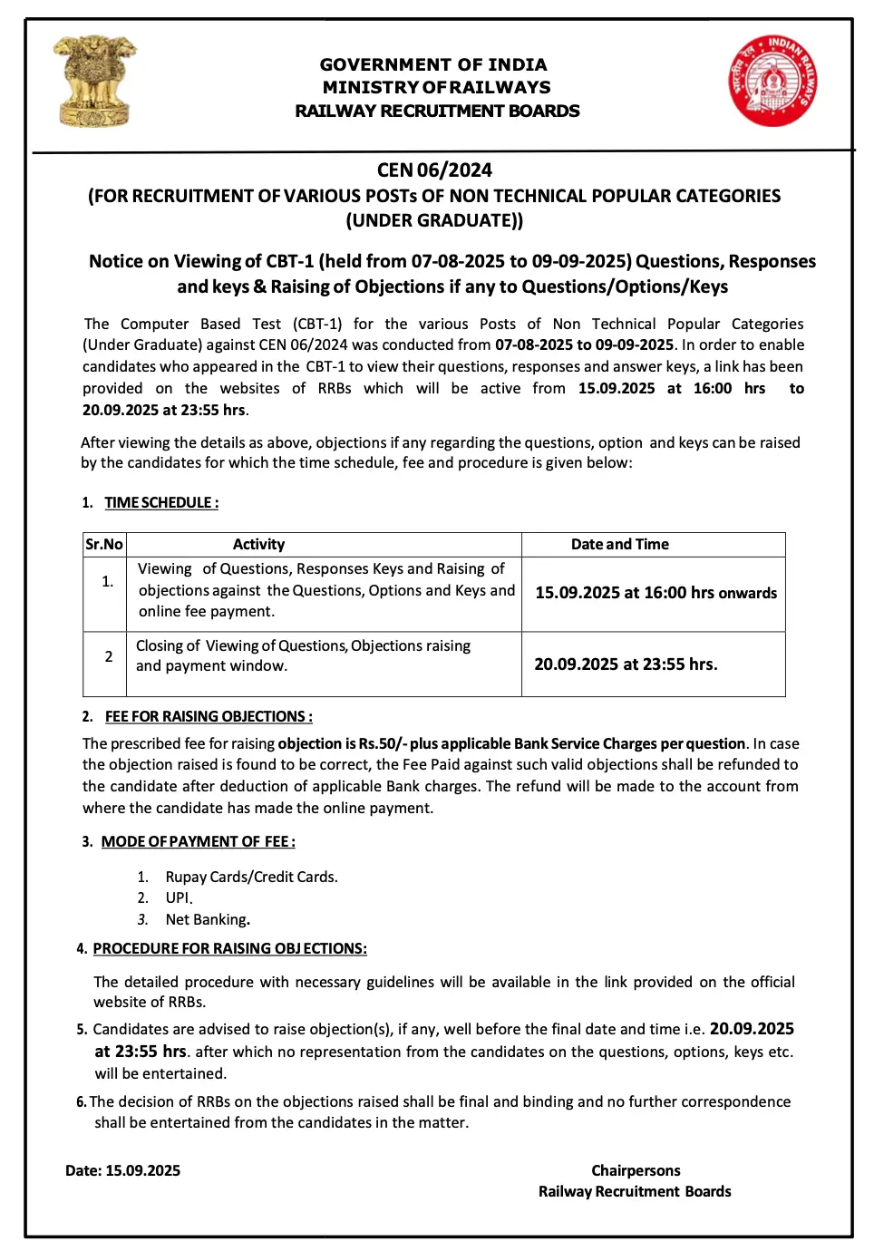 rrb ntpc exam answer key 2025 today at 4 PM 