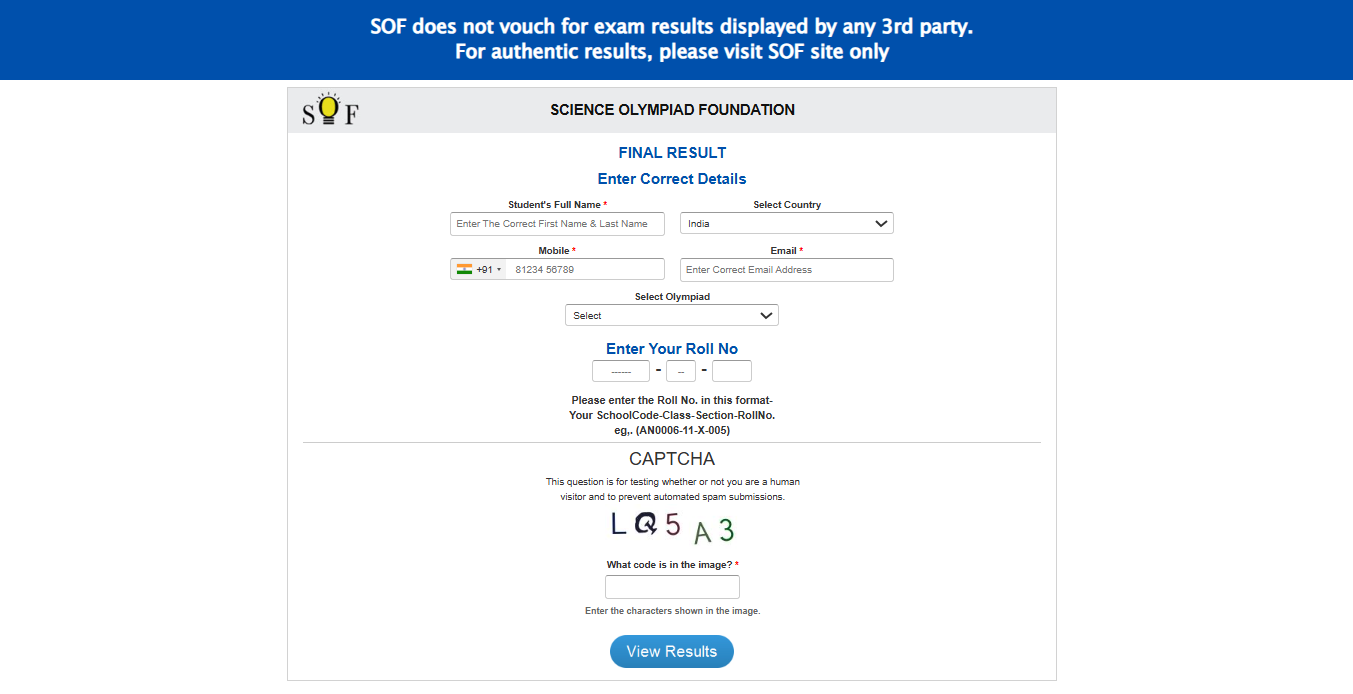 SOF released the National Science Olympiad Level 1 Result 2025-26 today, January 12, 2026.