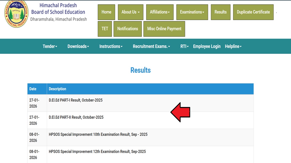 HPBOSE DElEd Result 2025 OUT