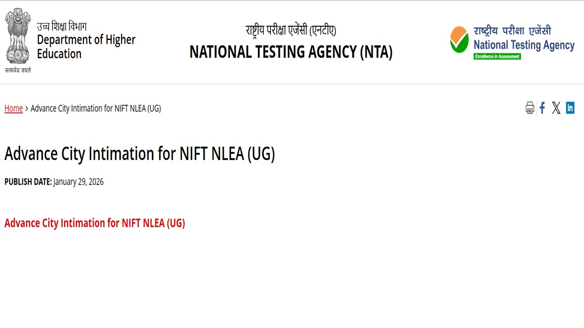 NIFTEE 2026 Exam City Slip Released