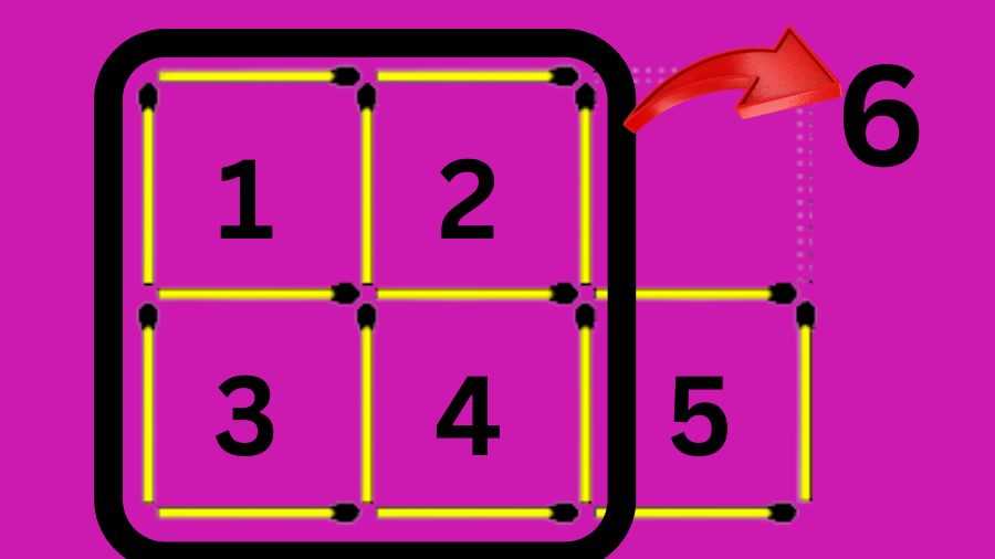 Move only 2 matchsticks to create 6 squares-solution