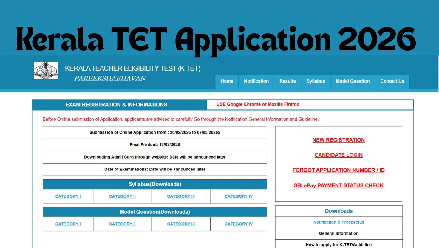 Kerala TET Application 2026: Apply Online for K-TET at ktet.kerala.gov.in