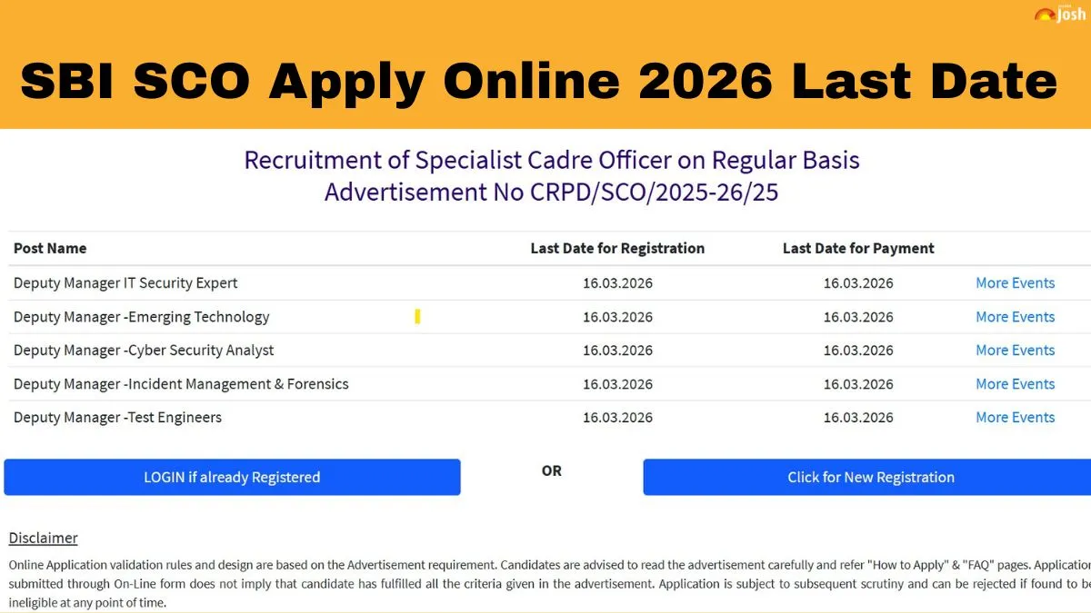 Sco Register SBI SCO Recruitment 2026: Registration Closes Tomorrow for 116 ...