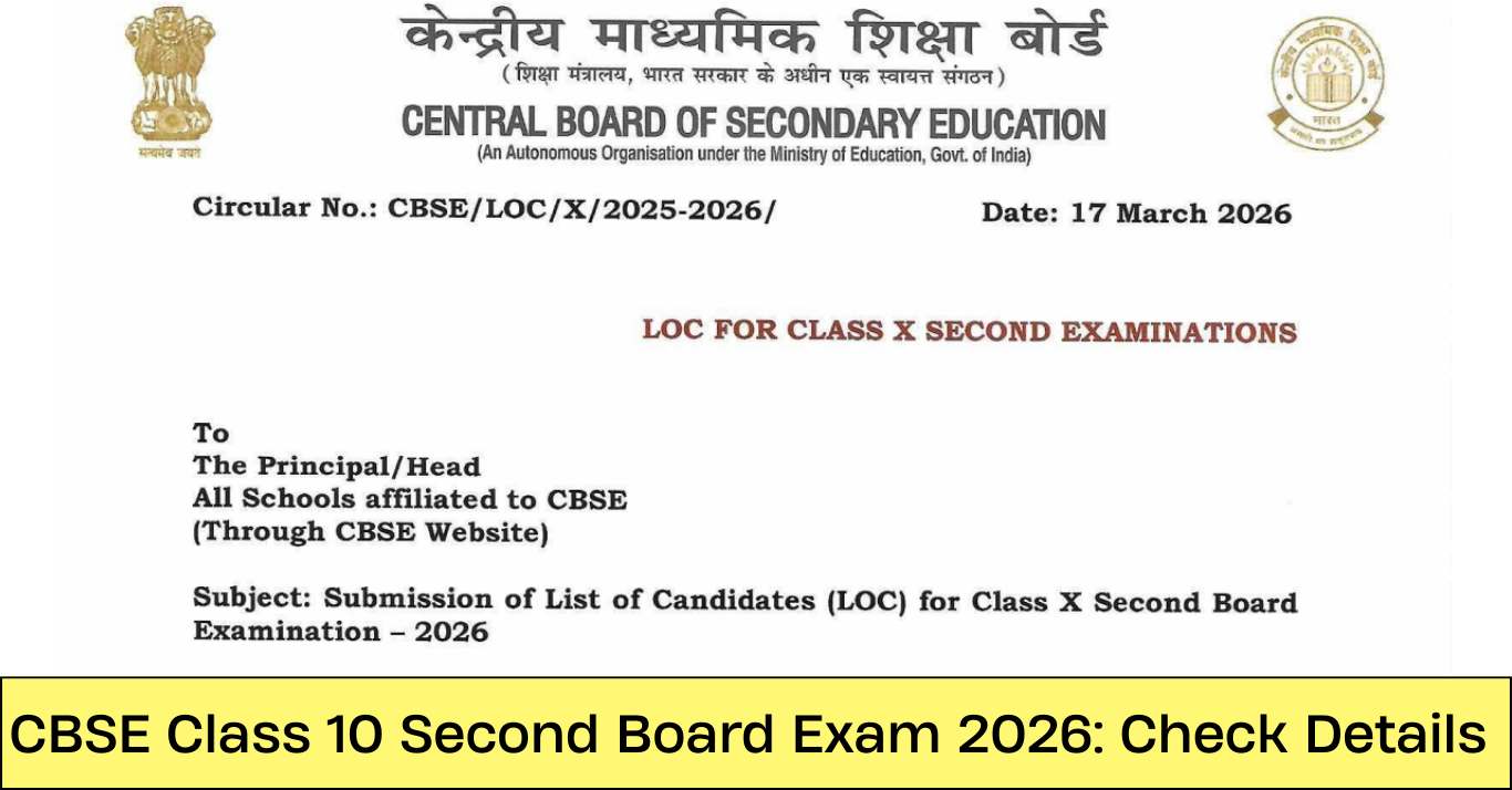 CBSE 10th LOC Submissions for Second Board Exams 2026 Begins, Check Guidelines, Dates, Fees and More