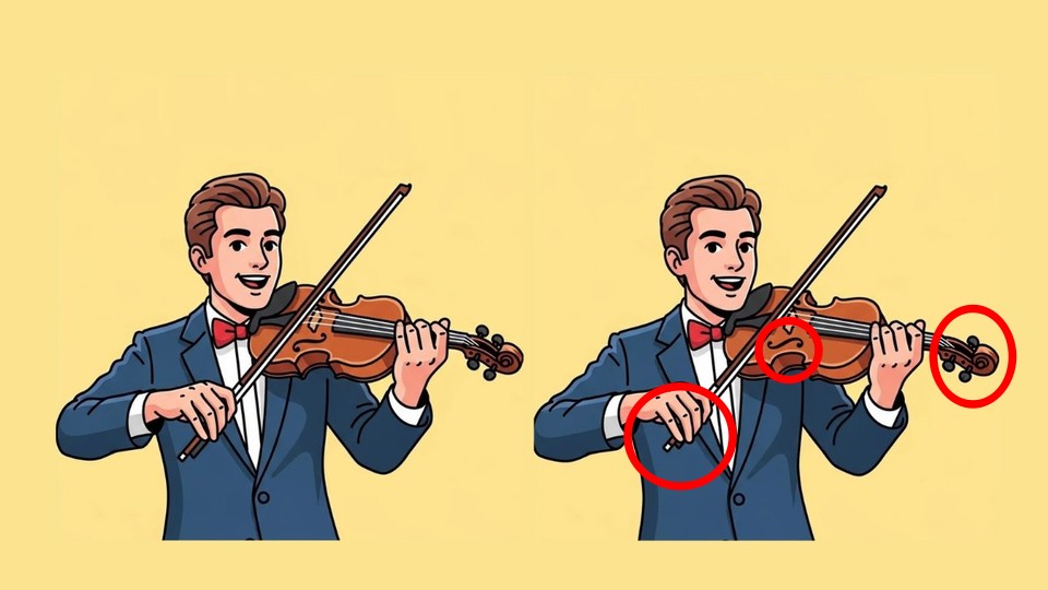 Spot the difference man playing violin pictures solution