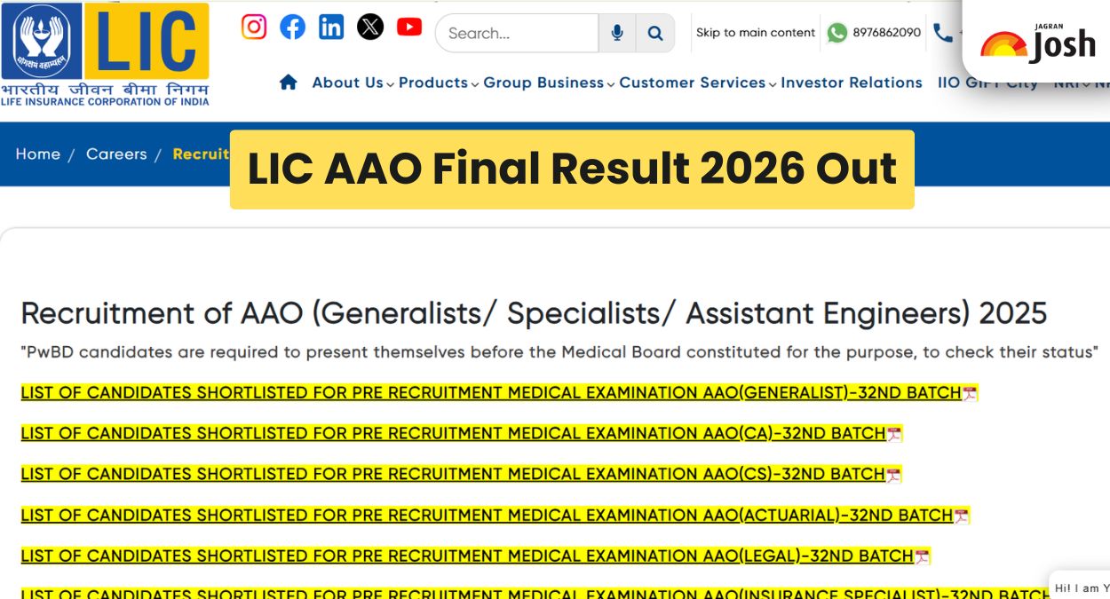 LIC AAO Final Result 2026 Out at licindia.in, Download Merit List PDF for Generalist, Specialist & AE Posts