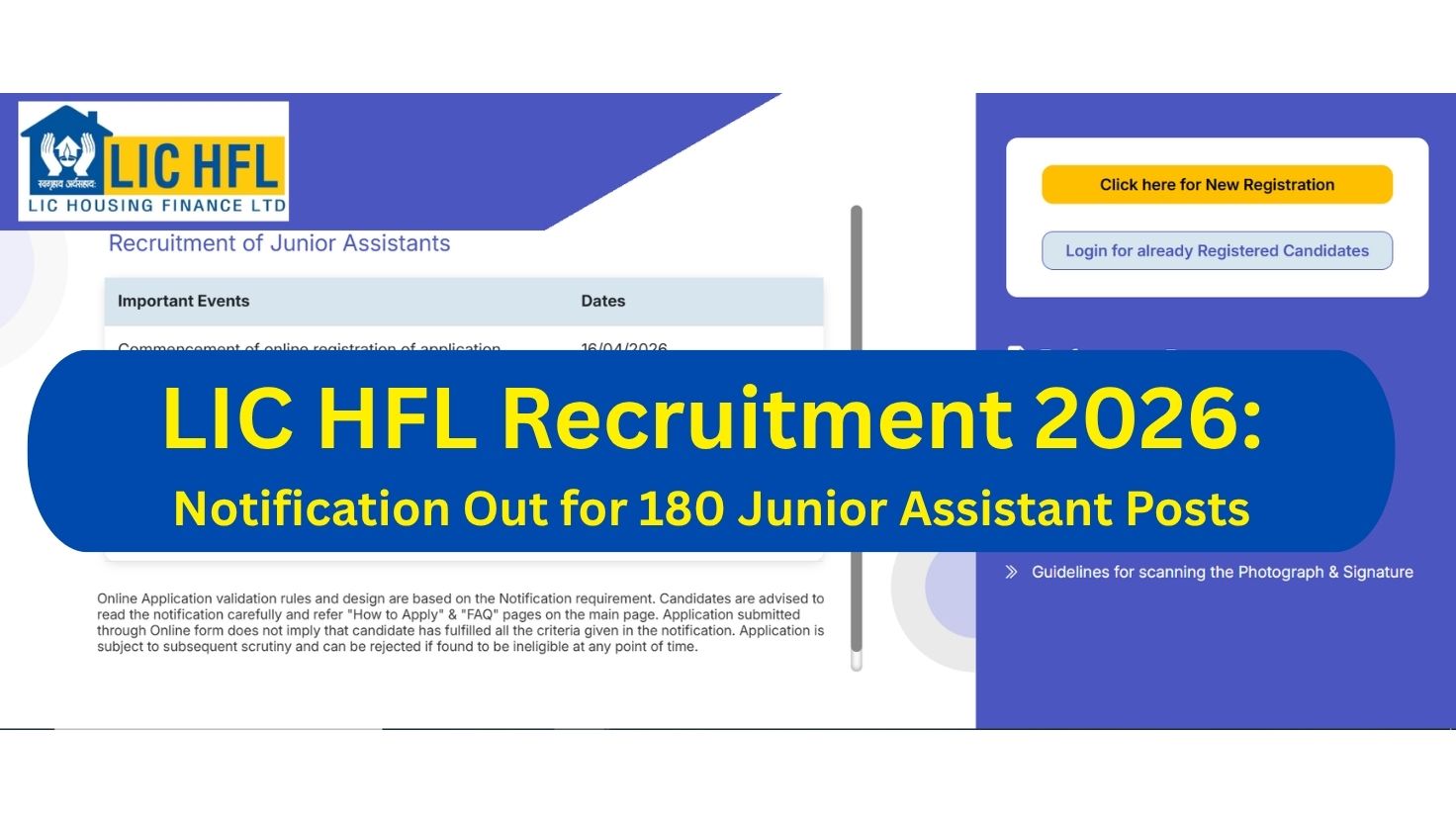 LIC HFL Recruitment 2026: Notification Out for 180 Junior Assistant Posts; Apply Link Active