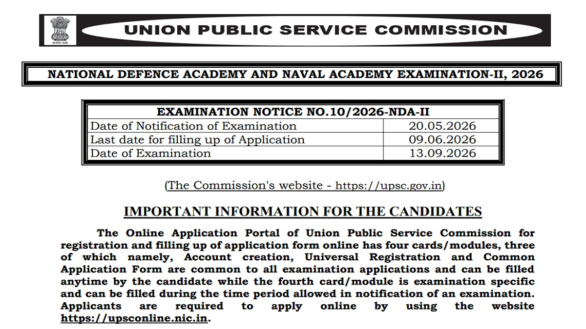 UPSC NDA 2 Application Form Released: Register Now at upsc.gov.in