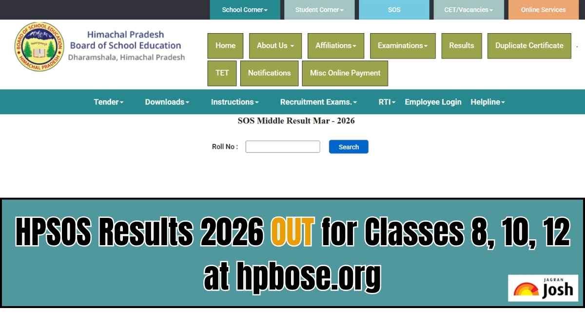 HPSOS Results 2026 OUT for Classes 8, 10, 12 at hpbose.org: Check Pass Percentage, Direct Link & Scorecard Details