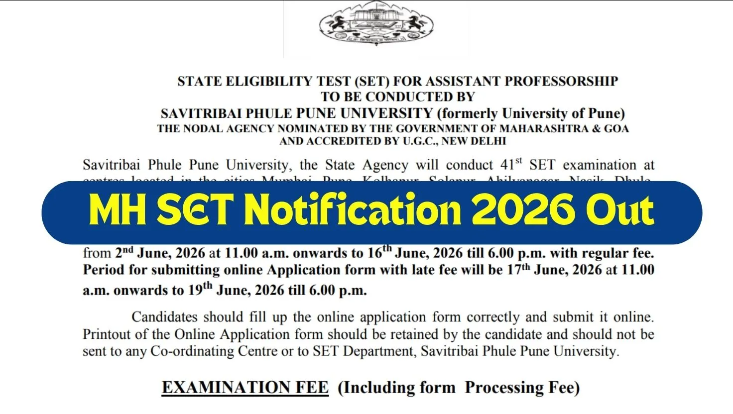 MH SET Notification 2026 Out at setexam.unipune.ac.in: Check ...