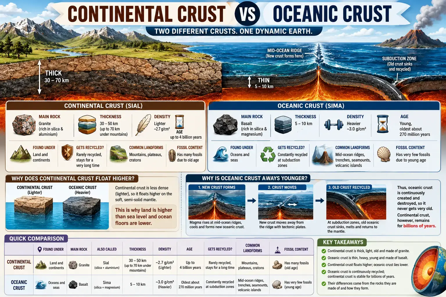 Difference Between Continental Crust and Oceanic Crust-1