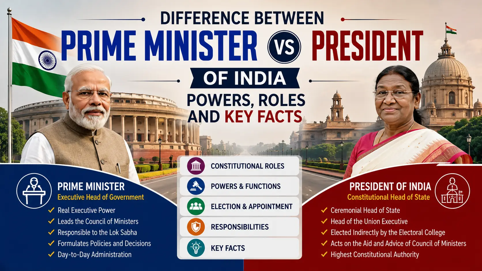Difference Between Prime Minister and President of India-1