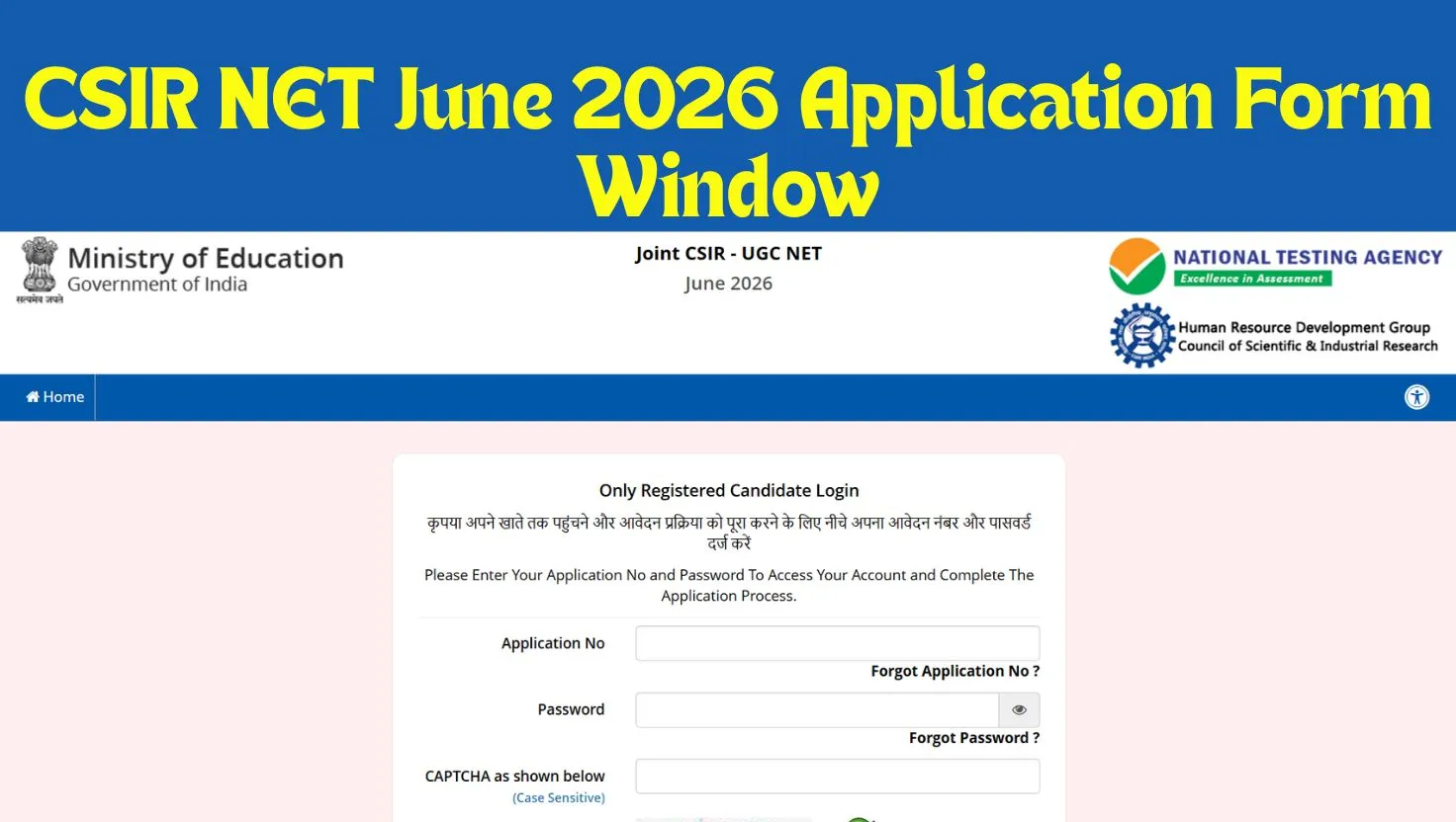 CSIR NET June 2026 Application Form Window Activated at csirnet.nta.nic ...