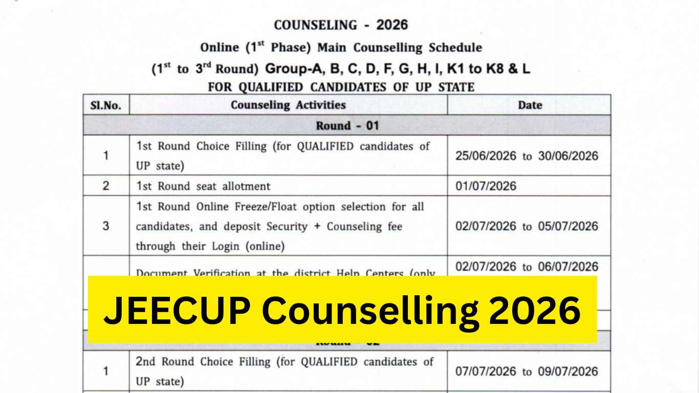 JEECUP Counselling 2026: UP Polytechnic Registration Begins June 25 at jeecup.admissions.nic.in; Check Full Schedule Here