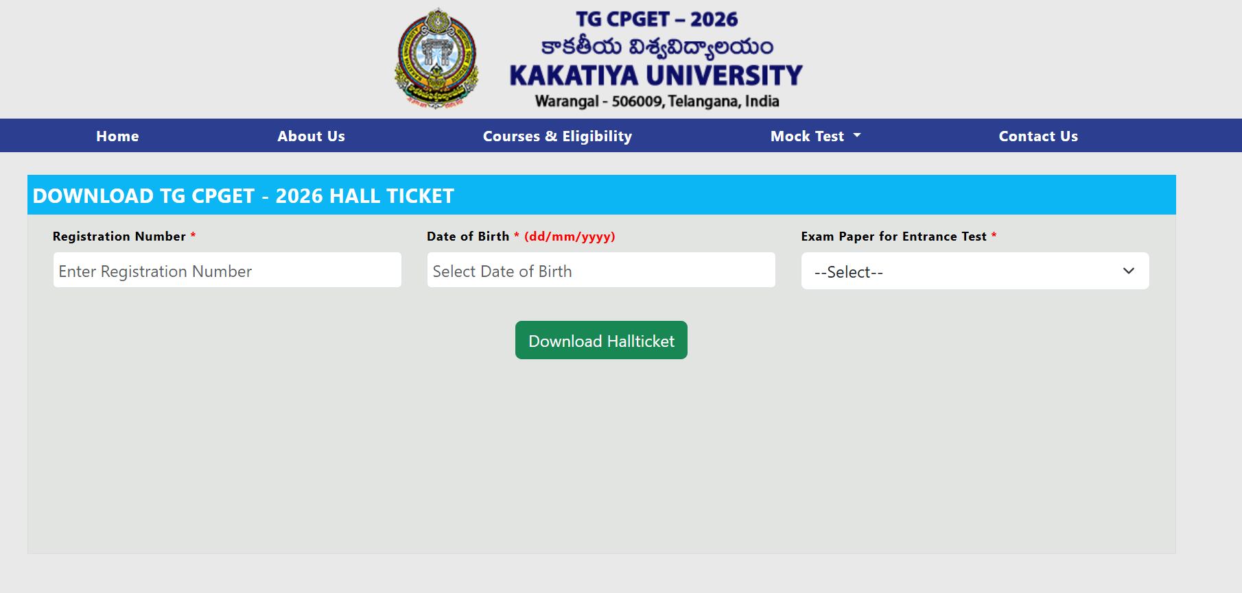 TG CPGET Admit Card 2026 OUT at cpget.tgche.ac.in; Download Exam Hall Ticket PDF Here
