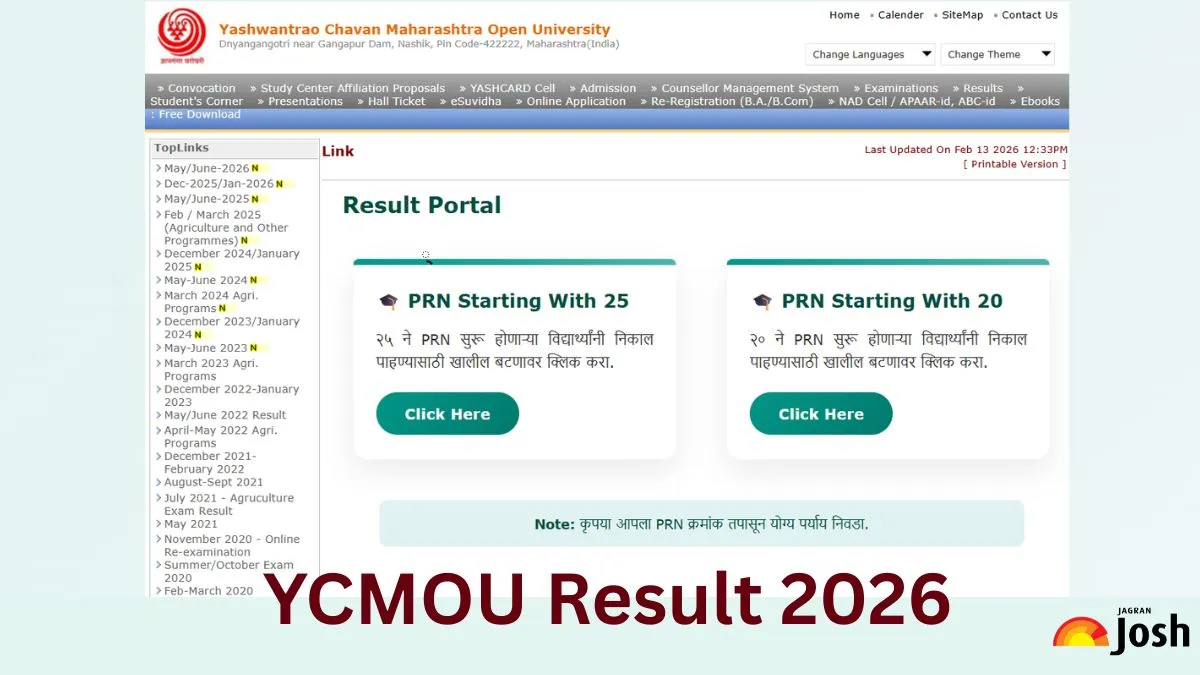 YCMOU Result OUT 2026: Download UG and PG Summer Exam Marksheet PDF at ...