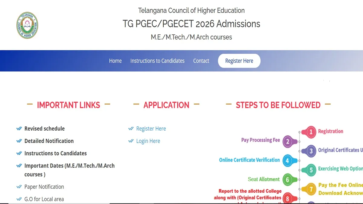 TG PGECET 2026 Web Option Entry Begin Today at pgecetadm.tgche.ac.in, Allotment Result on July 26