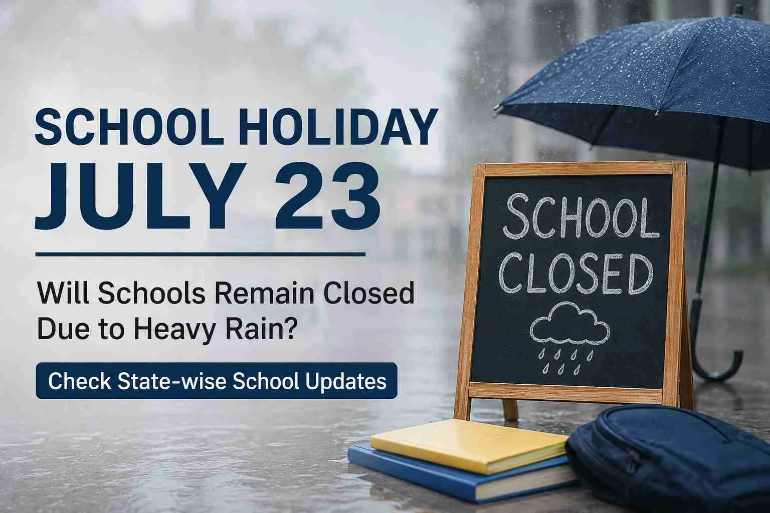 School Holiday Tomorrow (July 23): Will Schools Remain Closed Due to Heavy Rain? Check State-wise School Updates