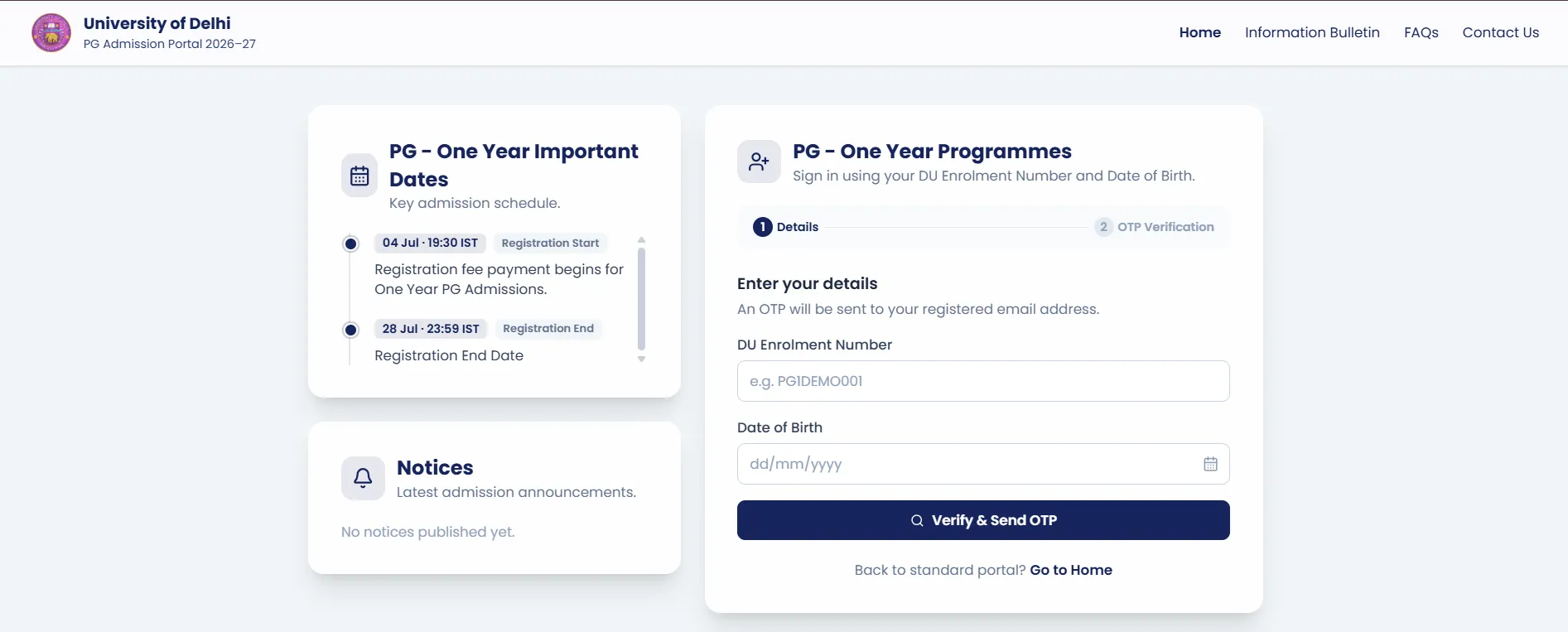 DU One-Year PG Admissions 2026 Phase 2 Registrations Begin at pgportal.uod.ac.in, Link to Apply Here