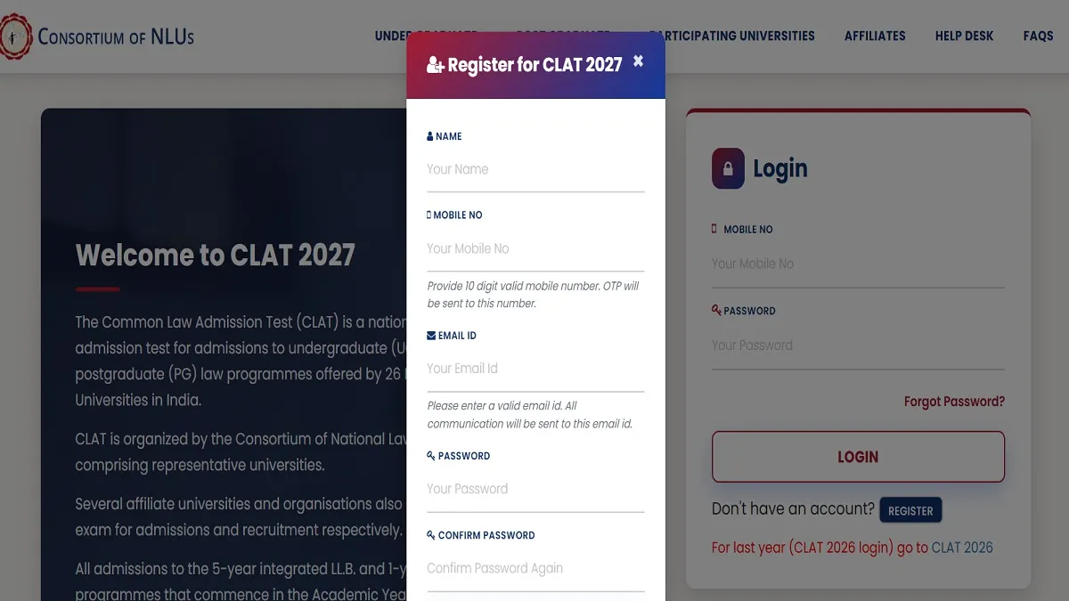 CLAT 2027 Registration Commence at 10 AM