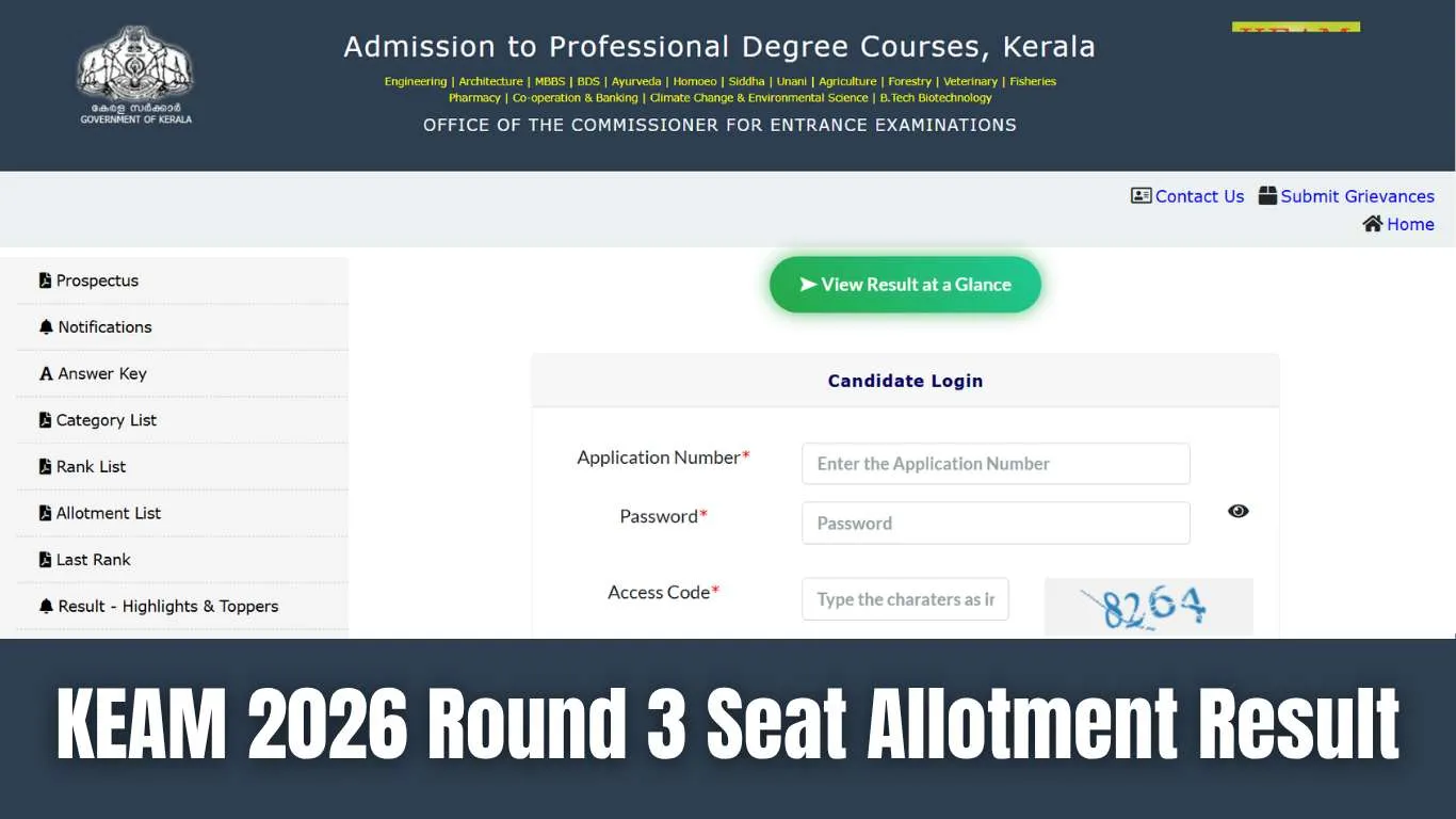 KEAM 2026 Round 3 Seat Allotment Result Released: Check Engineering Seat Allotment at cee.kerala.gov.in