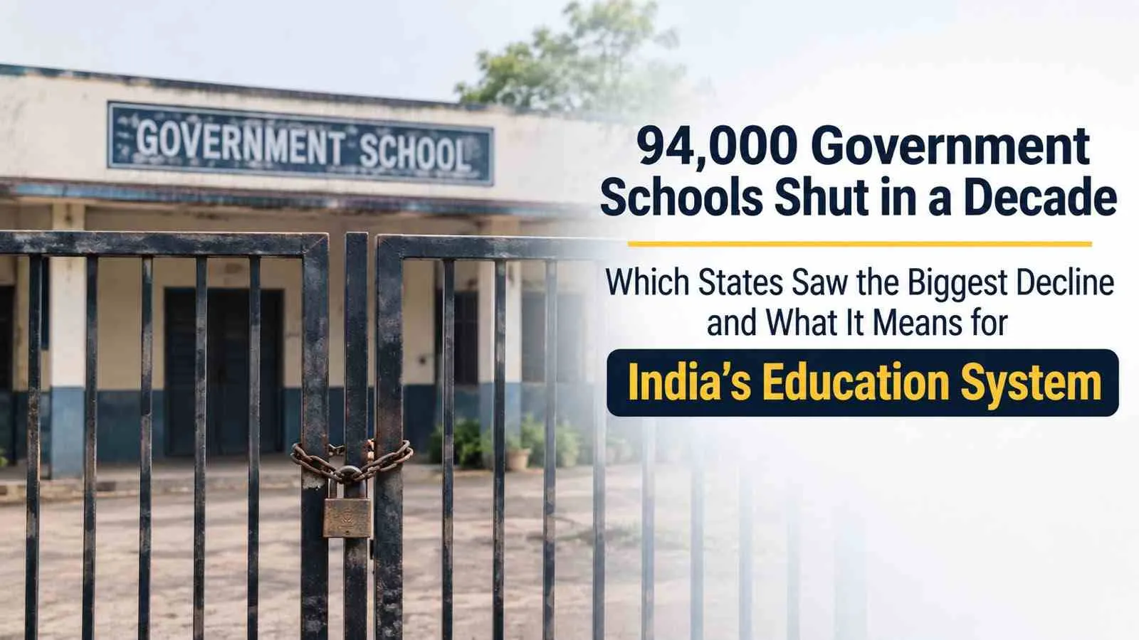 94,000 Government Schools Shut in a Decade: Which States Saw the Biggest Decline and What It Means for India's Education System