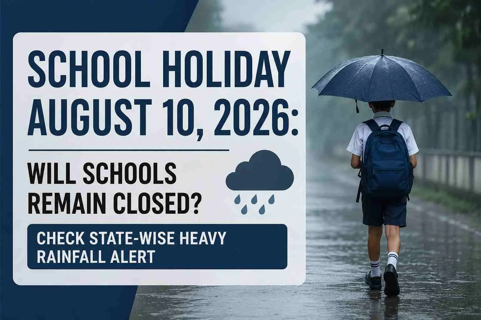 School Holiday Today, August 10, 2026: Will Schools Remain Closed? Check State-wise Heavy Rainfall Alert and Latest Updates