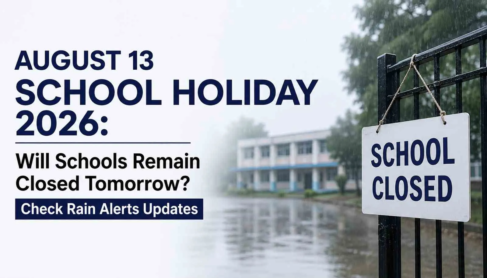 13 August School Holiday 2026: Will Schools Remain Closed Tomorrow? Check Rain Alerts in Punjab, Rajasthan and Other States